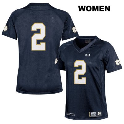 Notre Dame Fighting Irish Women's Jordan Genmark Heath #2 Navy Under Armour No Name Authentic Stitched College NCAA Football Jersey KKS7199KF